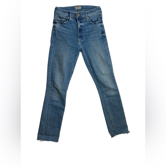 Mother Denim The Mid-Rise Dazzler Ankle Fray Jeans Sz 26 Cropped Cotton Stretch - Picture 3 of 12